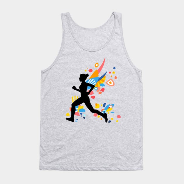 Colorful Energy - Running Girl Silhouette Tank Top by XOOXOO